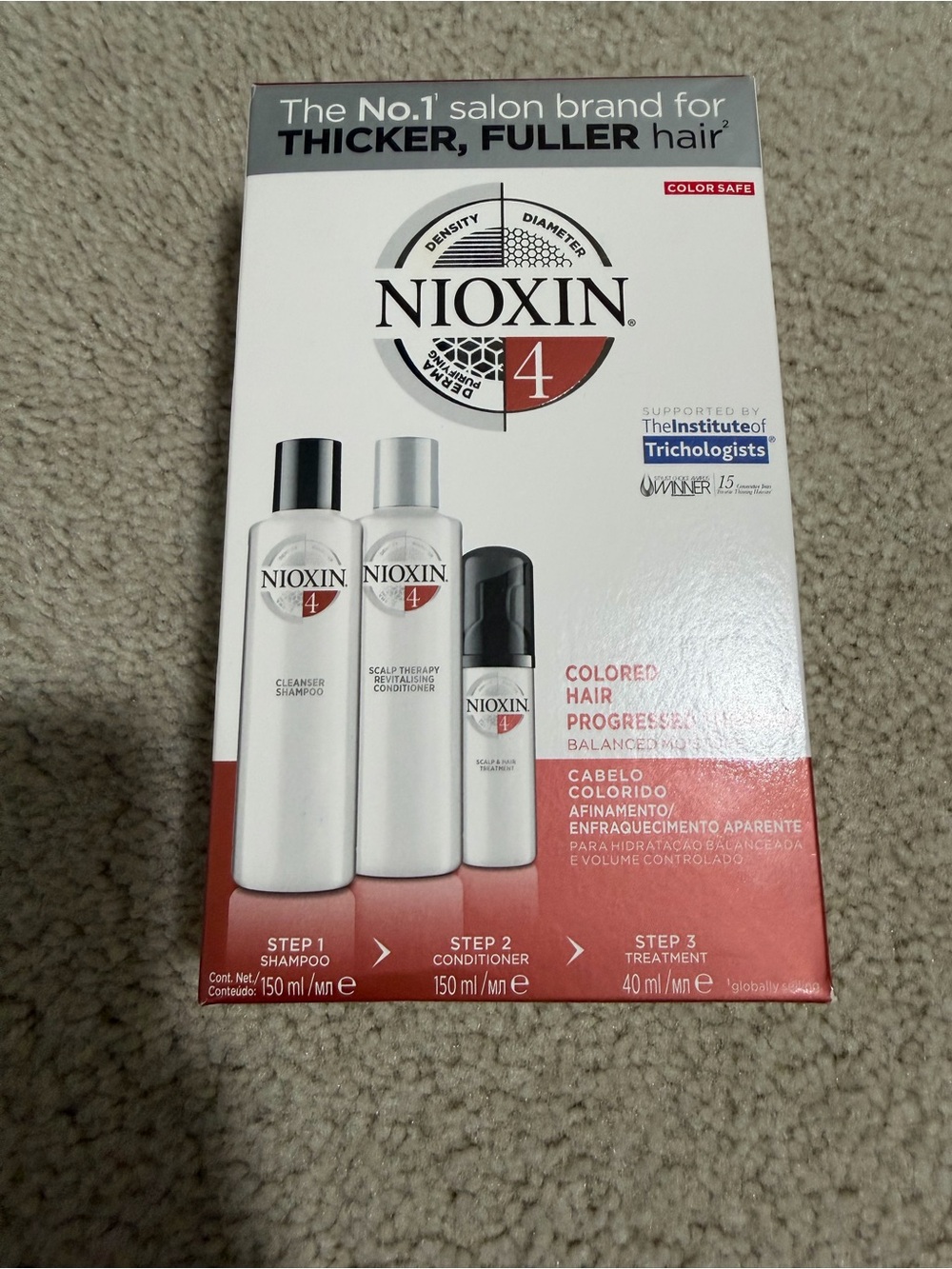 Nioxin 4 Colored Hair Care System - Red/White new